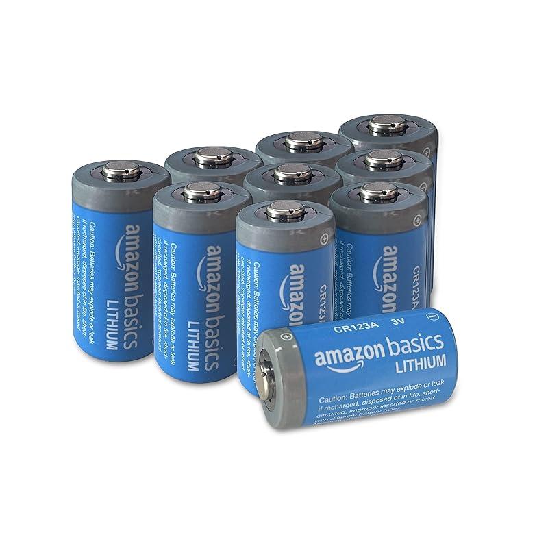 Amazon Basics - Paquete de 10 pilas de litio CR123A de 3 V.
